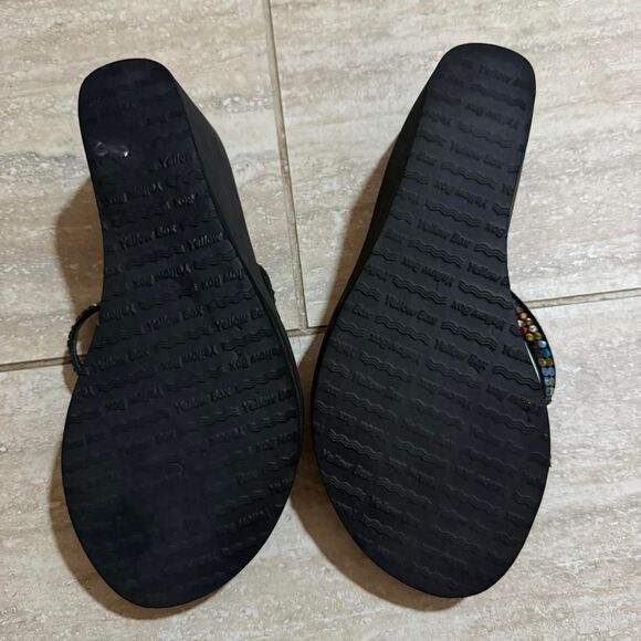 Vintage Y2K 90s Black chunky Platform Sandal Flip flops rainbow Bling Sz 8 bratz - Picture 5 of 7